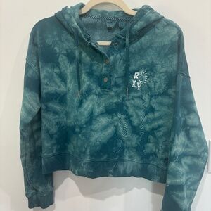 Roxy Turquoise Cropped Hoodie • Medium
